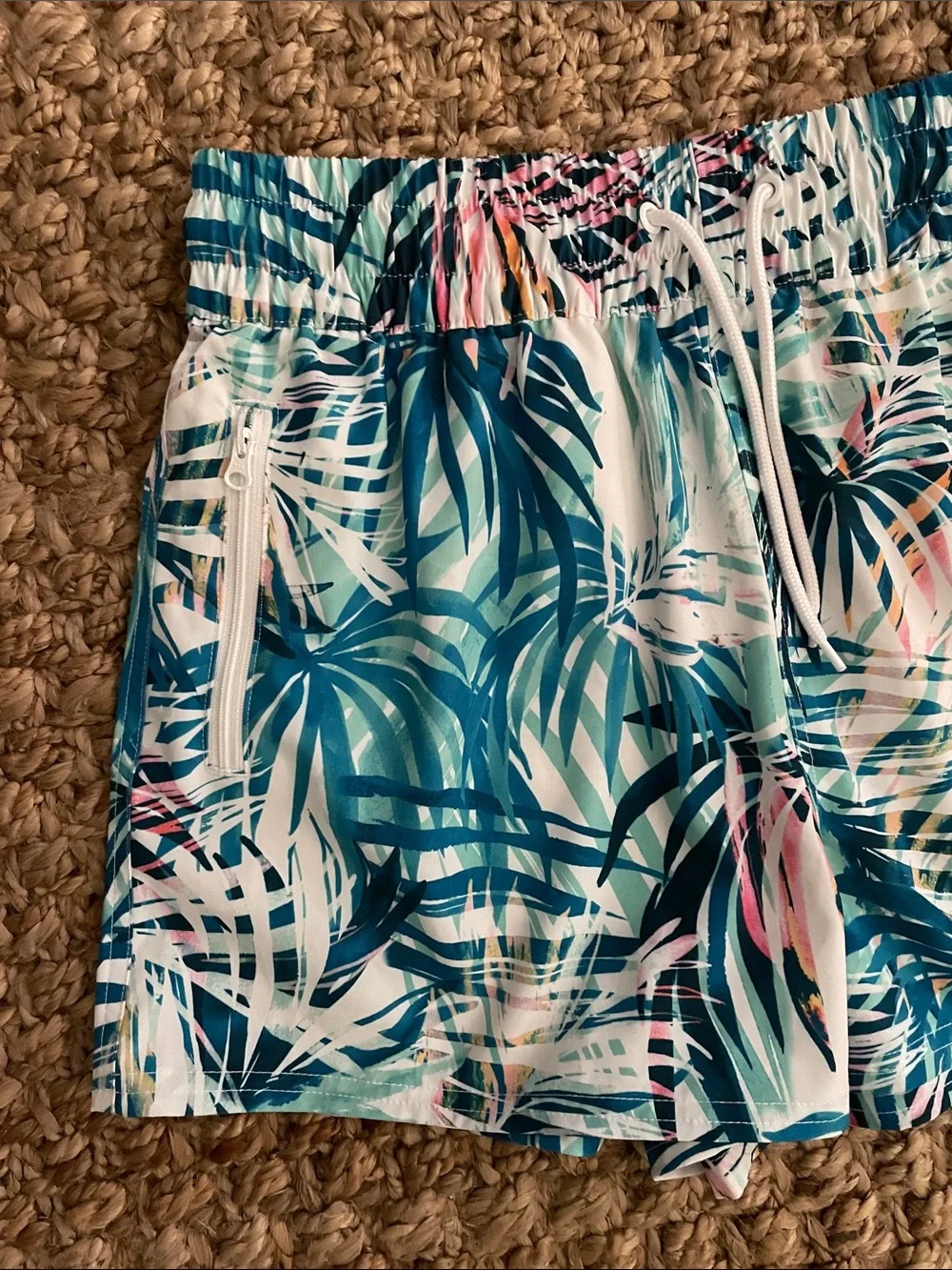 Ocean Pacific OP Tropical Swim Shorts Medium Zip Pocket Beach Cover Up UPF